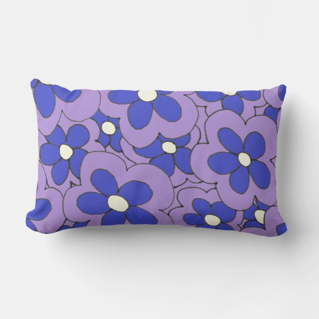 Entwurf der Lila und blauen Blume Lendenkissen (Vorderseite)