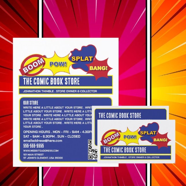 Entwurf der Onomatopoemie - Comic-Buchladen/Sammle Flyer (Von Creator hochgeladen)