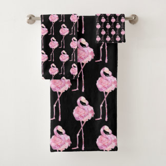 Entwurf der Serie "Tender Flamingo" 3 Badhandtuch Set