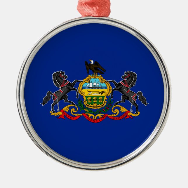 Entwurf der Staatsflagge Pennsylvania Silbernes Ornament (Vorne)