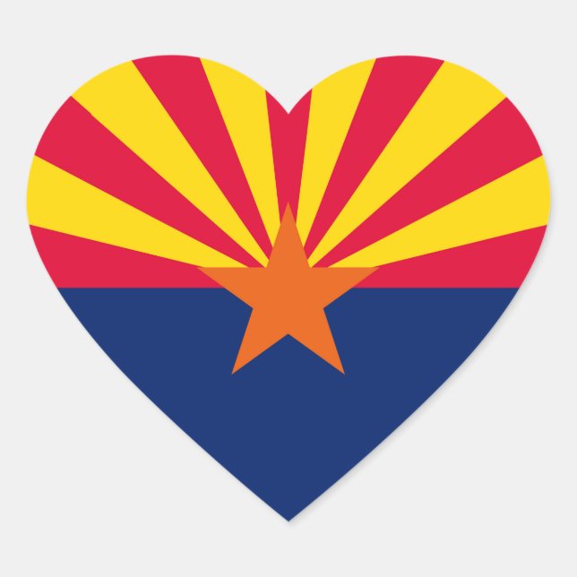 Entwurf der Staatsflagge von Arizona Herz-Aufkleber (Vorderseite)