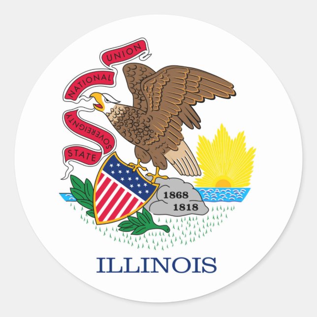 Entwurf der Staatsflagge von Illinois Runder Aufkleber (Vorderseite)
