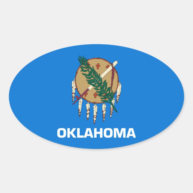 Entwurf der Staatsflagge von Oklahoma Ovaler Aufkleber (Vorderseite)