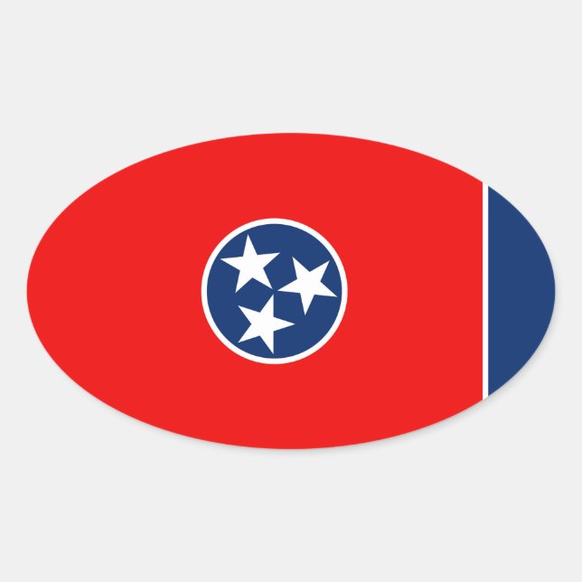 Entwurf der Tennessee-Staatsflagge Ovaler Aufkleber (Vorderseite)