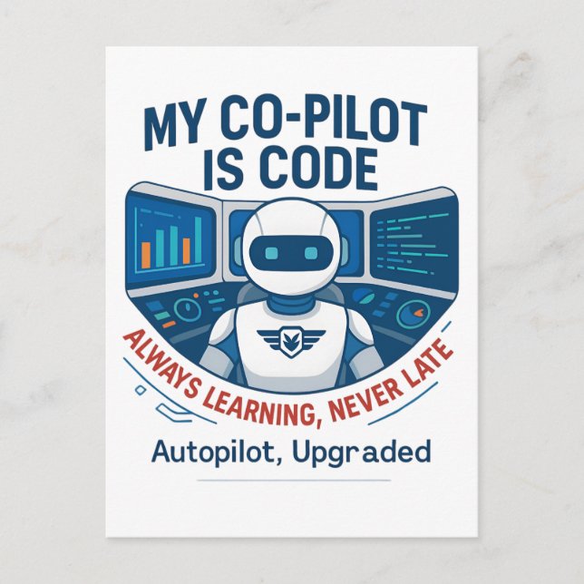 Entwurf des Co-Pilot-Codes für künstliche Intellig Postkarte (Vorderseite)