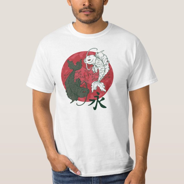Entwurf des Japaners Koi Karp Yin und Yangs T-Shirt (Vorderseite)