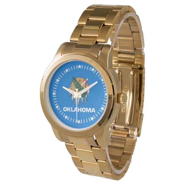 Entwurf des Oklahoma State Flag Watch Armbanduhr (Schrägansicht)