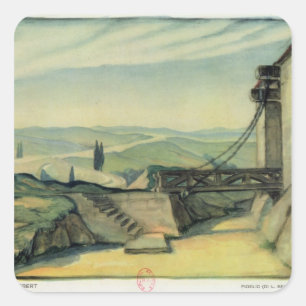 Entwurf des Set für Akt II der Oper "Fidelio" Quadratischer Aufkleber