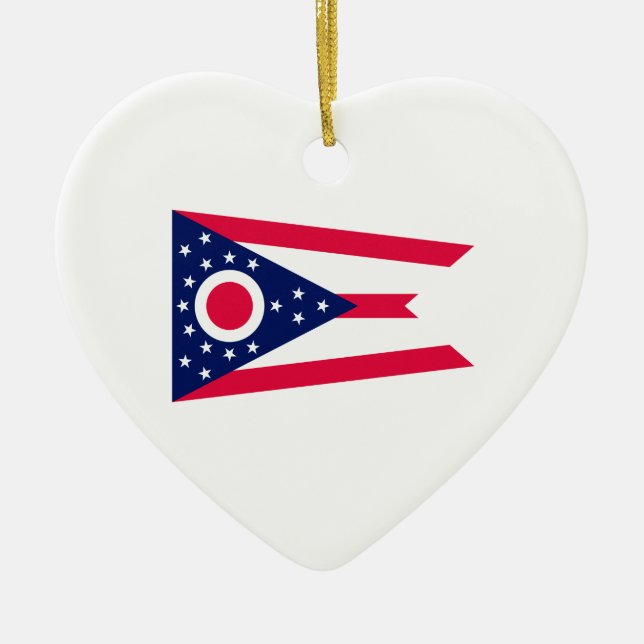 Entwurf des Staatsflagges Ohio Keramik Ornament (Vorne)