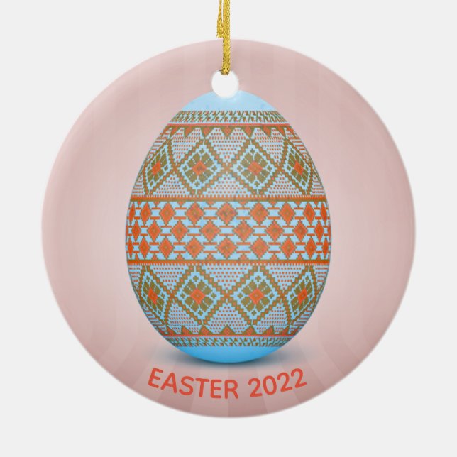 Entwurf des ukrainischen Ostereis (Pysanka) Keramik Ornament (Hinten)