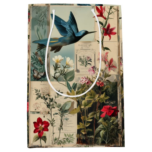 Entwurf einer botanischen Collage Mittlere Geschenktüte (Vorderseite)