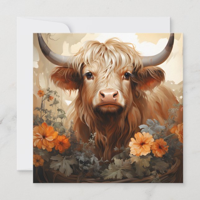 Entwurf einer floralen Highland Cow-Serie 2 (Vorderseite)