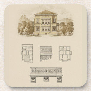 Entwurf eines Anwesens mit Innenplänen Getränkeuntersetzer