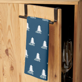 Entwurf eines dunkelblauen und weißen Weihnachtsba Geschirrtuch