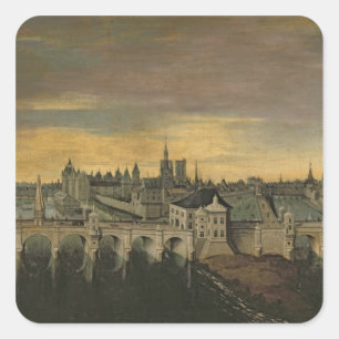 Entwurf für den Bau des Pont-Neuf Quadratischer Aufkleber