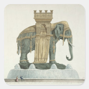 Entwurf für den Elefant-Brunnen Quadratischer Aufkleber