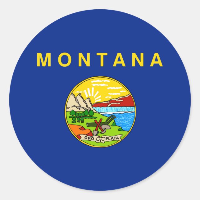 Entwurf für die Staatsflagge von Montana Runder Aufkleber (Vorderseite)