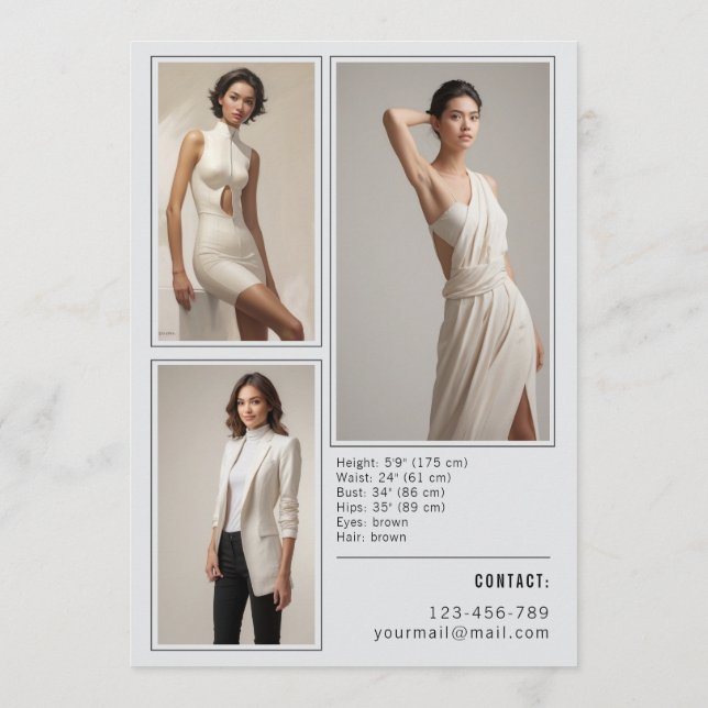 Entwurf für eine Comp-Card-Vorlage Menükarte (Rückseite)