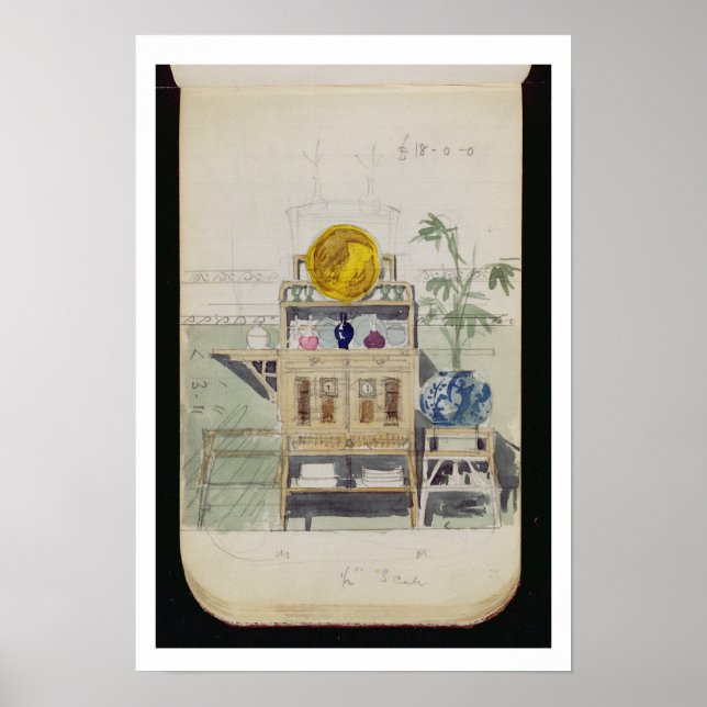 Entwurf für eine Sideboard, c.1860s-70er (mit w/c  Poster (Vorne)