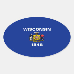 Entwurf für eine Staatsflagge von Wisconsin Ovaler Aufkleber