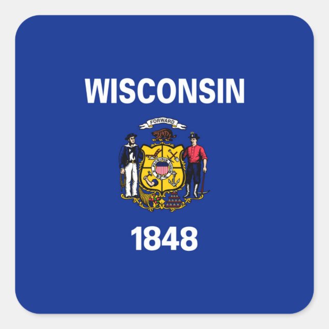 Entwurf für eine Staatsflagge von Wisconsin Quadratischer Aufkleber (Vorderseite)