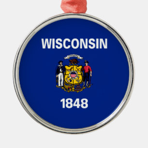 Entwurf für eine Staatsflagge von Wisconsin Silbernes Ornament