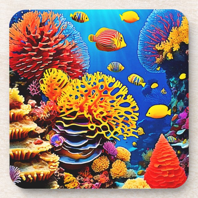 Entwurf für einen Korallengarten Getränkeuntersetzer (Vorderseite)