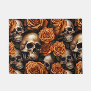 Entwurf für einen Schädel und Rose der Serie 9 Fußmatte