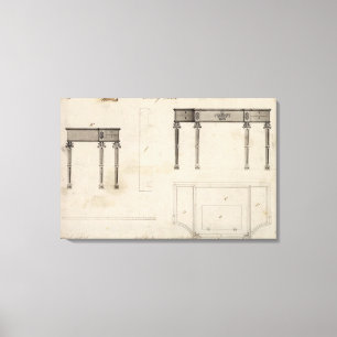 Entwurf für einen Schreibtisch (Feder mit Grau Leinwanddruck