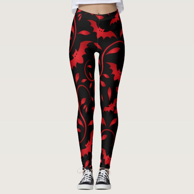 Entwurf für halloween_Beängstigend Flying Bats Leggings (Vorderseite)