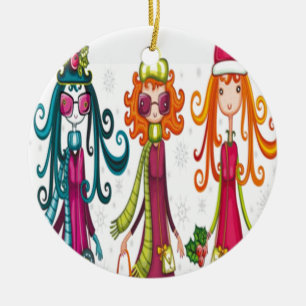 Entwurf mit drei Mädchen Keramik Ornament