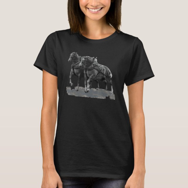 Entwurf Pferderückfahrt Belgier Mittelpull T-Shirt (Vorderseite)