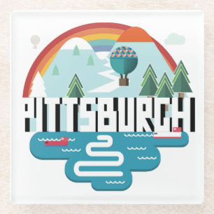 Entwurf Pittsburghs, Stadtbild Pennsylvanias   Glasuntersetzer