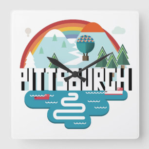 Entwurf Pittsburghs, Stadtbild Pennsylvanias   Quadratische Wanduhr