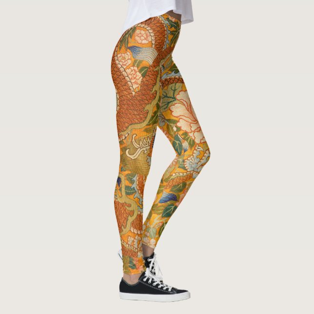 ENTWURF ZWISCHEN PONIEN,BLUME,GRÜNEN BLÄTTER LEGGINGS (Rechts)