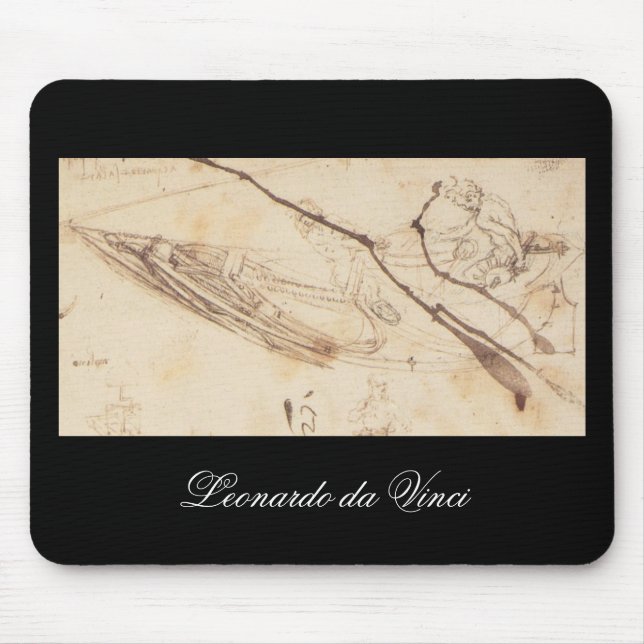 Entwürfe für ein Boot durch Leonardo da Vinci Mousepad (Vorne)