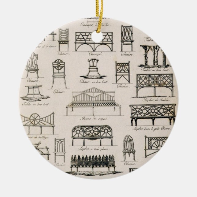 Entwürfe für Gartensitze, von 'einem Kompendium Keramikornament (Vorne)