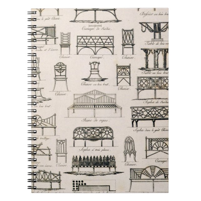 Entwürfe für Gartensitze, von 'einem Kompendium Notizblock (Vorderseite)