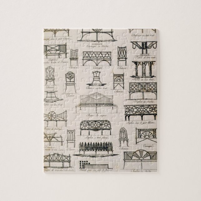 Entwürfe für Gartensitze, von 'einem Kompendium Puzzle (Vertikal)