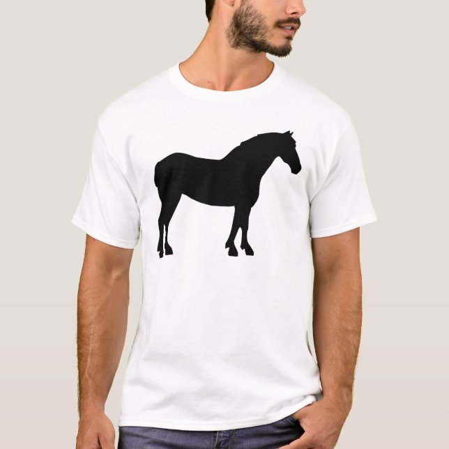 Entwurfs-Pferd (Schwarzes) T-Shirt (Vorderseite)