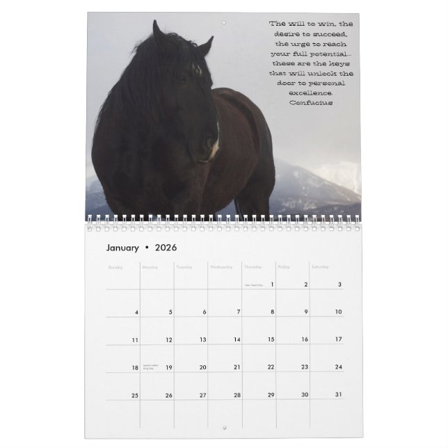 Entwurfs-Pferdekalender (motivierend) #6 Kalender (Jan 2026)
