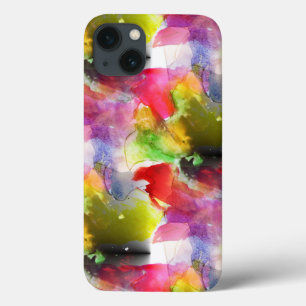 Entwurfsbeschaffenheit rot, gelbes Aquarell iPhone 13 Hülle