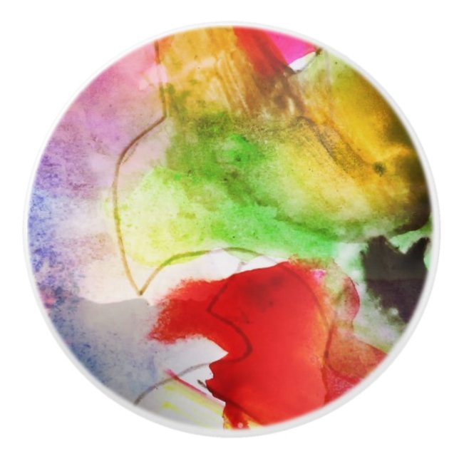 Entwurfsbeschaffenheit rot, gelbes Aquarell Keramikknauf (Vorderseite)