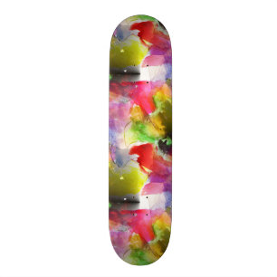 Entwurfsbeschaffenheit rot, gelbes Aquarell Skateboard