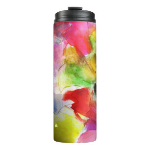 Entwurfsbeschaffenheit rot, gelbes Aquarell Thermosbecher