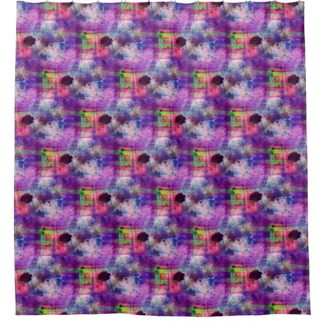 Entwurfsgrün, lila Beschaffenheit Watercolor Duschvorhang (Vorderseite)