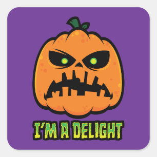 Entzückend mürrischer Jack-O-Lantern-Kürbis Quadratischer Aufkleber