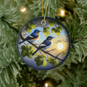 Entzückende Acadian Fliegenschnäpper Weihnachtssze Keramik Ornament