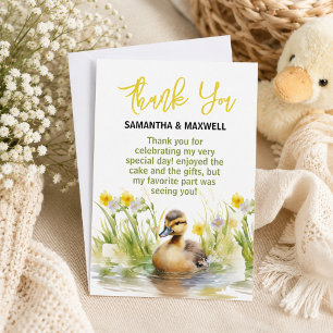 Entzückende Aquarell-Enten-Baby- Shower für Jungen Dankeskarte