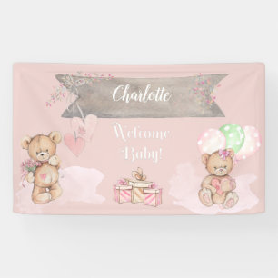Entzückende Aquarell-Teddybär-Babyparty Banner